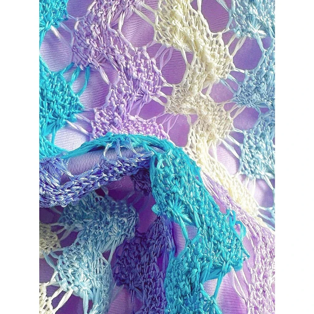 ZAFUL Women's Purple 2 Piece Triangle Bikini Knitted Rope Halter Sets Sexy S